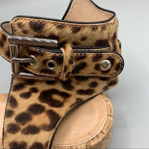 Gianvito Rossi Leopard Print Pony Hair Cork Sandals - Picture 4 of 9